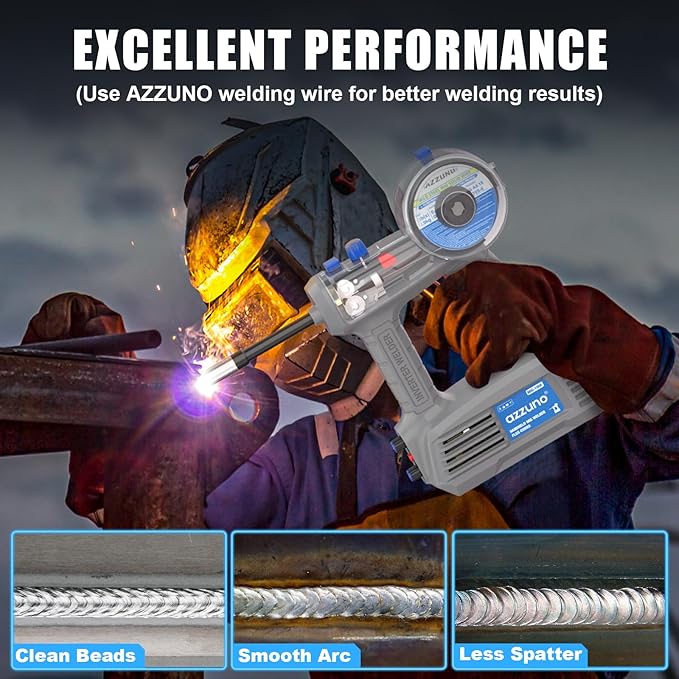 AZZUNO 100Amp Handheld MIG Welder Machine, Gasless MIG Welder Machine, Portable Flux MIG Welding Machine 100V