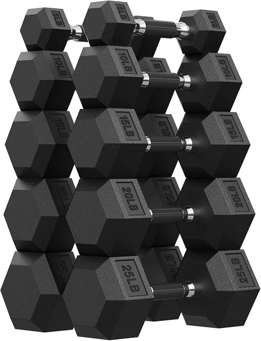 Hex Dumbbell Set, 45-400 lb Set Rubber Encased Exercise & Fitness Dumbbells, Weights Dumbbells Set, Hand Weight for Strength Training