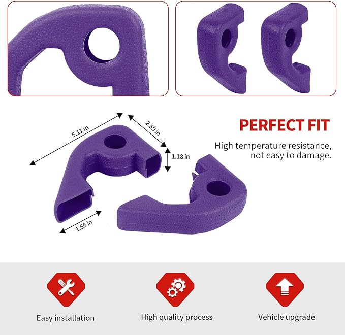 Jimen Fit for Ford Bronco 2021-2024, 2PCS Front Bumper Tow Hook Covers Protector Exterior Accessories (Purple)