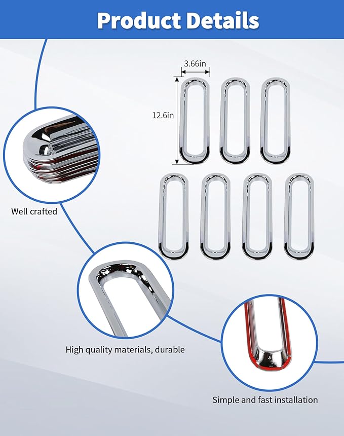 Chrome JK Grill Inserts Front Grille Mesh no Mesh Cover Guard for Jeep Wrangler JK 2007-2017 Clip-on Grille Accessories