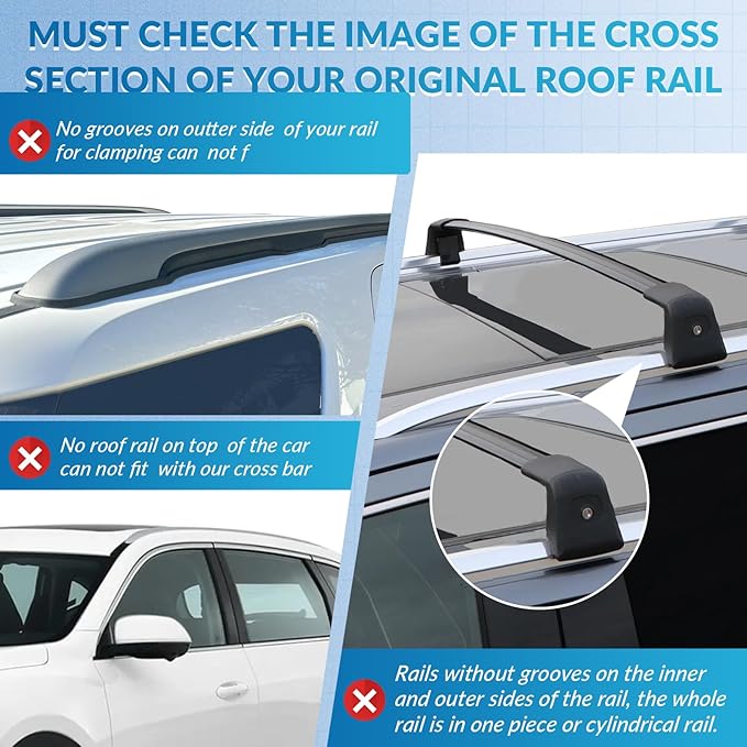 JUST-V Roof Rack Cross Bars Replacement for Jeep Cherokee 2014-2024, Thick Aero Aluminum Roof Rack Crossbar for Cargo Carrier Luggage Kayak Canoe Bike Snowboard, for Flush Side Rails Black