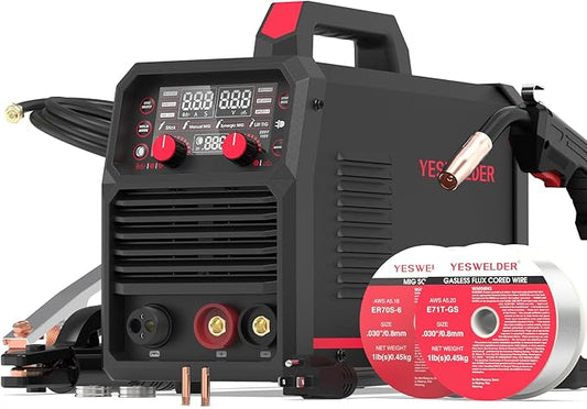 YESWELDER MIG-140DS PRO MIG Welder, 140Amp 110/220V Dual Voltage, 4 in 1 Gas MIG/Flux Core MIG/Lift TIG/Stick Multiprocess MIG Welding Machine