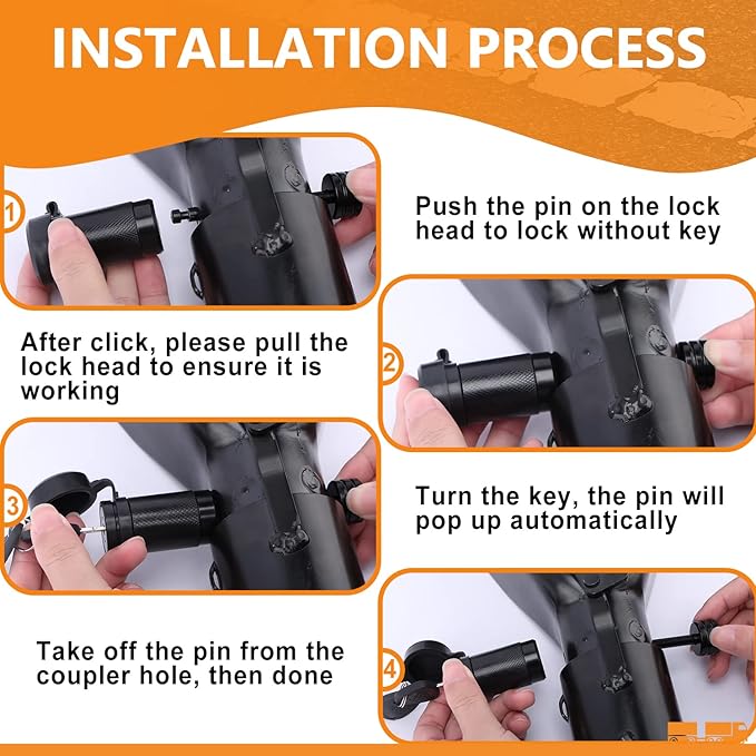 Trailer Coupler Lock 1/4" Dia, Trailer Tongue Lock with 2-1/2 Inch Span Fits Latch-Type Coupler, Solid Coupler Lock with Keys for Towing Boat Truck RV Car Trailer…