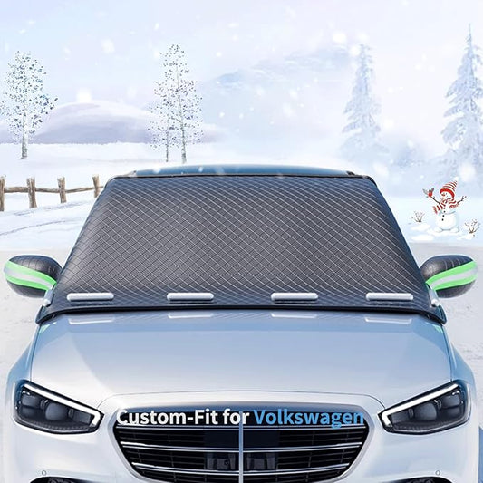 Custom fit for Volkswagen Windshield Snow Covers, 8 Layers WAaterproof Windproof Protection, Frost Defense, Ice, Sun, Snow, UV, for Volkswagen Accessories (for Volkswagen Eos)