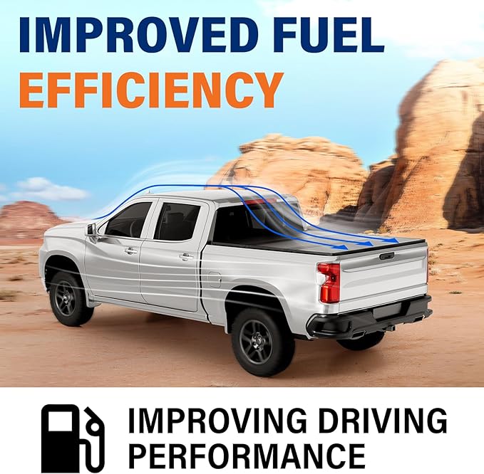 FRP Hard Folding Truck Bed Tonneau Cover Compatible with Chevy/GMC Silverado/Sierra 1500(2007-2026) 2500 3500 HD(2007-2019), Works w/MultiPro/Flex Tailgate 6' 7" Bed (79.4"), Tri Fold Style