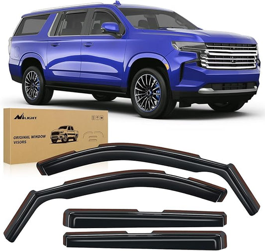 Nilight Durable in Channel Rain Guards for Chevy Suburban 2021 2022 2023 2024 2025 Window Deflectors, Vent Window Visors-4pcs
