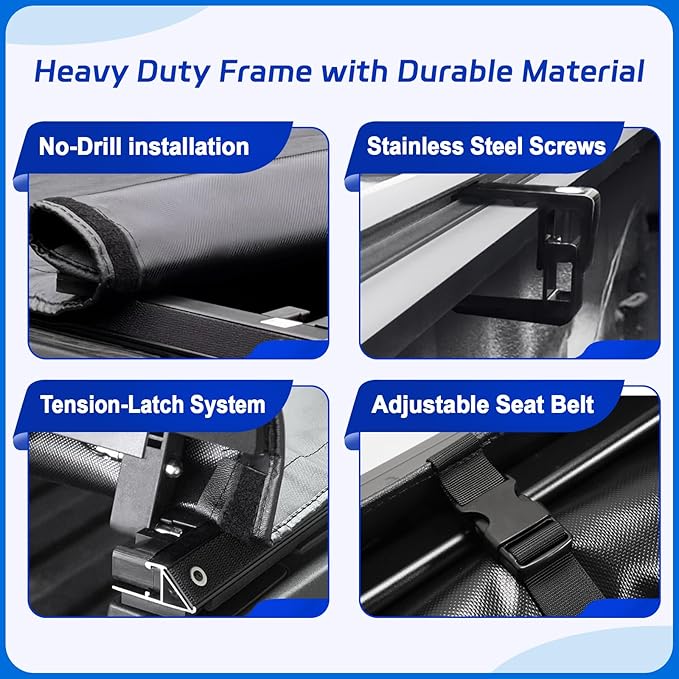 PZ Soft Roll Up Truck Bed Tonneau Cover Compatible with 2004-2006 Chevrolet Chevy Silverado/GMC Sierra 1500 5.8 ft（69"） Short Bed Fleetside Vinyl（07 Classic Body only）