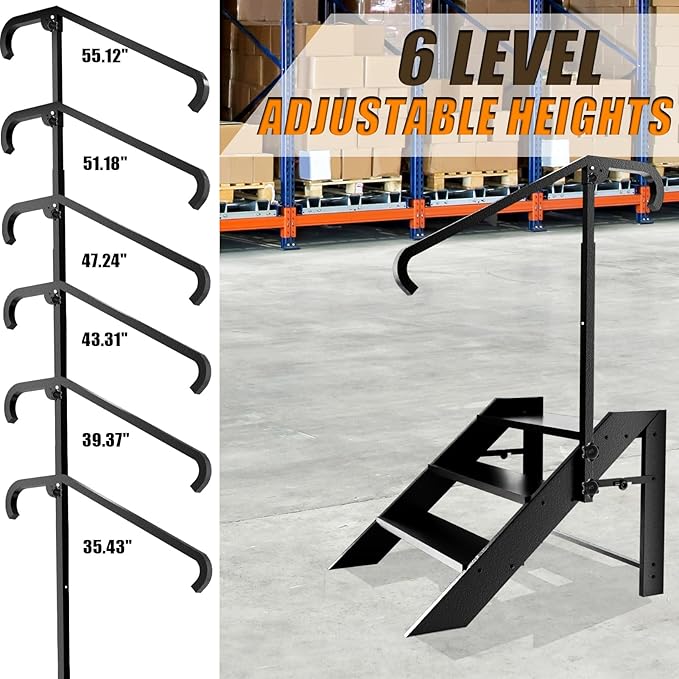 Step Ladder 3 Step Folding, Step Stool Foldable, RV Steps with Non Slip Feets, Max Load Capacity 660lbs Hot Tub Steps for Home, Travel Trailer, Camper, Mobile Home, Spa, and Porch (3 Step)