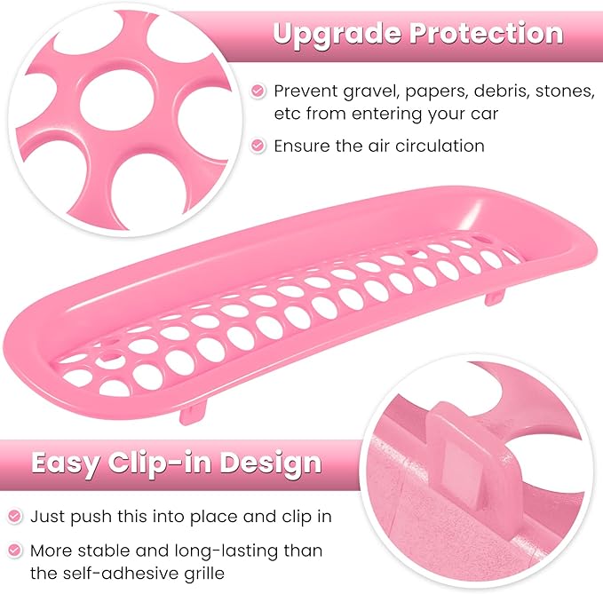 Front Grille Mesh Inserts & Headlight Cover for Jeep Wrangler JK JKU Sport Freedom Rubicon Sahara Unlimited 2007-2018 Exterior Accessories Clip-in Grille Guard Headlight Bezels Trim (Matte Pink)
