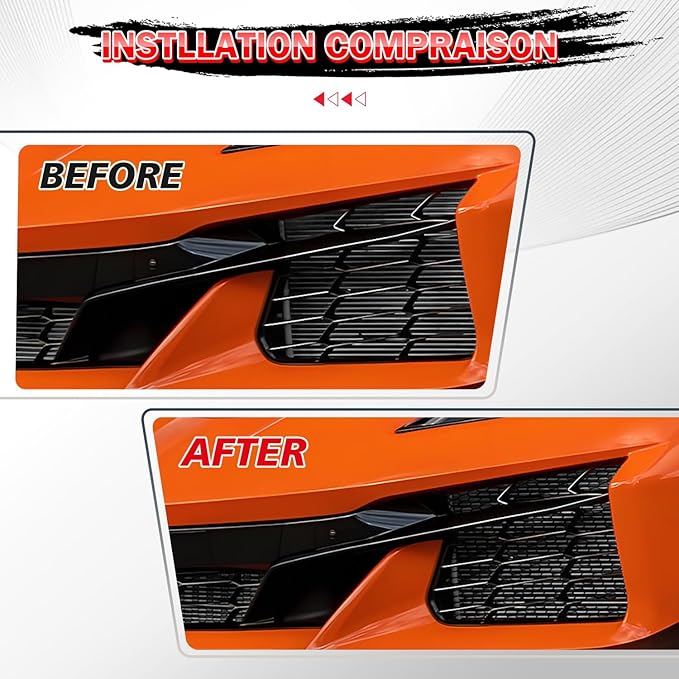 3Pcs Black Upgraded Front Radiator Guards Grille,Aluminum Body Bumper OEM Style Front Outer Grill Guard Protection Screens Grille Vents Insert Mesh Set for Corvette C8 Z06 2023+/E-Ray 2024+
