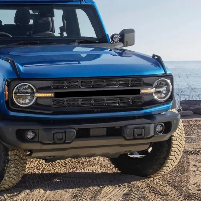 Jimen for Bronco Grille Inserts, 6 Pack Front Mesh Grill Cover Guard Exterior Trim Accessories Compatible with Ford Bronco 2021-2024 (Glossy Black)