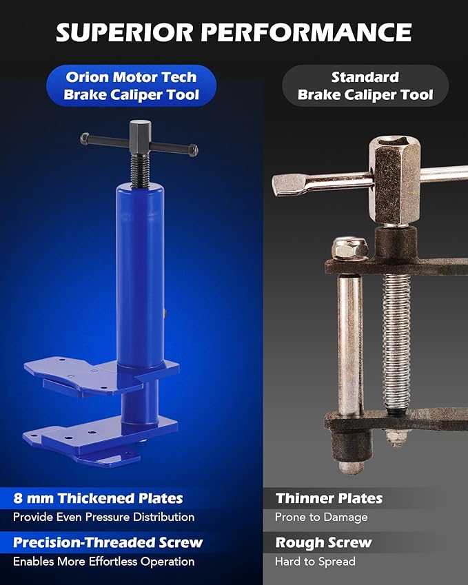 Orion Motor Tech Caliper Piston Compressor Tool, Universal Brake Caliper Tool for Multi Piston Brake Pad Spreader, Heavy Duty Brake Caliper Spreader Tool with Magnetic Expansion Plates & Hanger Hooks