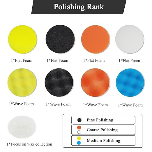 Car Polishing Buffing Kit 3Inch Drill Buffing Pad Buffing Pads, Wool Pads, Drill Attachments, Polishing & Buffing Wheels. for Headlights & Car Body. 11 Pcs Car Foam Car Wax & Buffer Kits