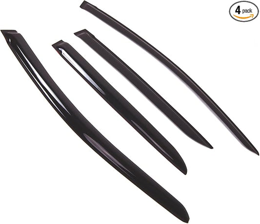 TuningPros Outside Mount Window Vent Visors Rain Guards Compatible with Honda Insight 2010-2014 | Side Window Wind Deflectors Rain Shields | Smoke Tinted, 4 Pcs Set, DGWV-562
