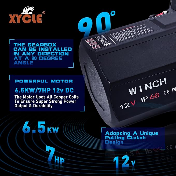 10000lbs Electric Winch 12V IP68waterproof Off-Road Vehicle Rescue winchs with2wireless Remote Controls and1/2"Synthetic Rope Suitable for Towing SUVs,Loggers,Trucks,Trailers,Jeeps,4WD(Black)