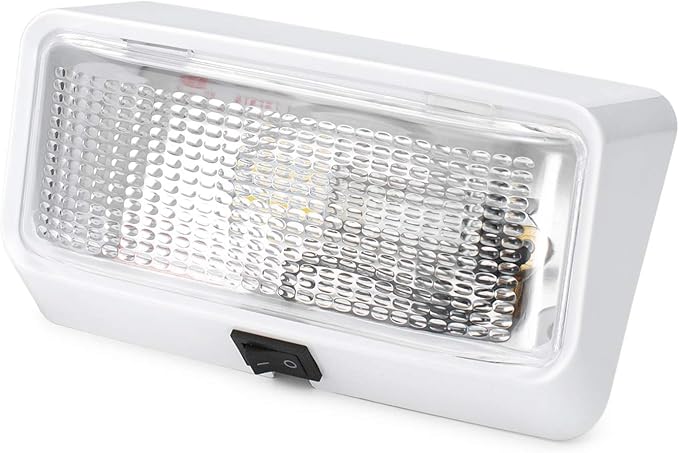Lumitronics 12V LED Exterior Outdoor Porch Light with On/Off Switch, Removable Clear & Amber Lenses Perfect Outside Replacement Lights for RVs, Motorhomes, Campers, 5th Wheels, Trailers (White)