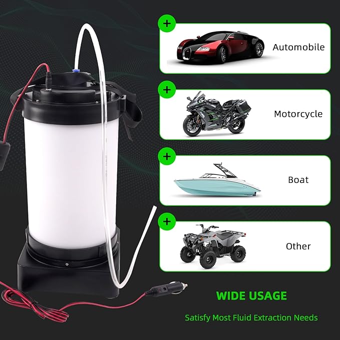 leaptrend Electric Oil Vacuum Extractor (NOT Manual), Oil Changer Fluid Extractor Pump with Cigarette Lighter and Crocodile Clip, 3 Size Oil Extraction Hose, 6L Oil Barrel w/Drain Switch