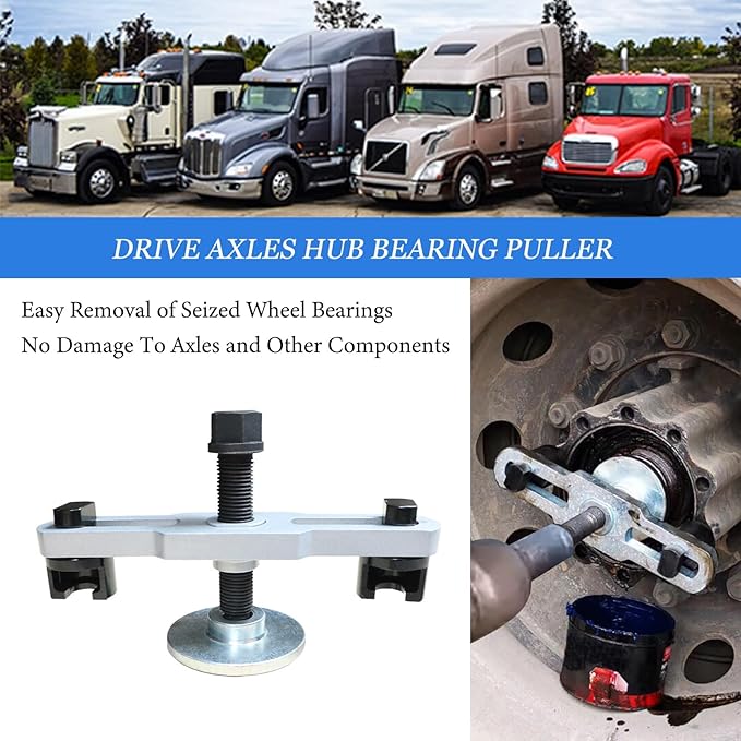 Hub Removal Tool, Universal Hub Puller for Commercial Trucks, Heavy Duty Drive Axle Hub Bearing Puller, Designed for Semi-Trailers Suitable for Class 6-8 Trucks and Equipment.