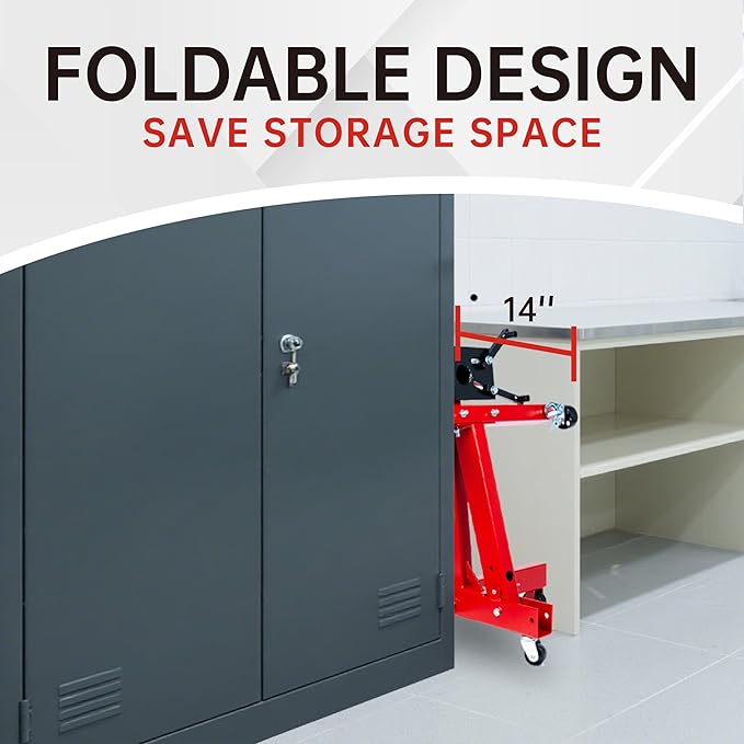 1500 lbs Cast Iron Heavy-Duty Foldable Engine Motor Stand for Vehicle Maintenance and Auto Repair with 360° Rotating Head, 4 Adjustable Arms and 5 Casters