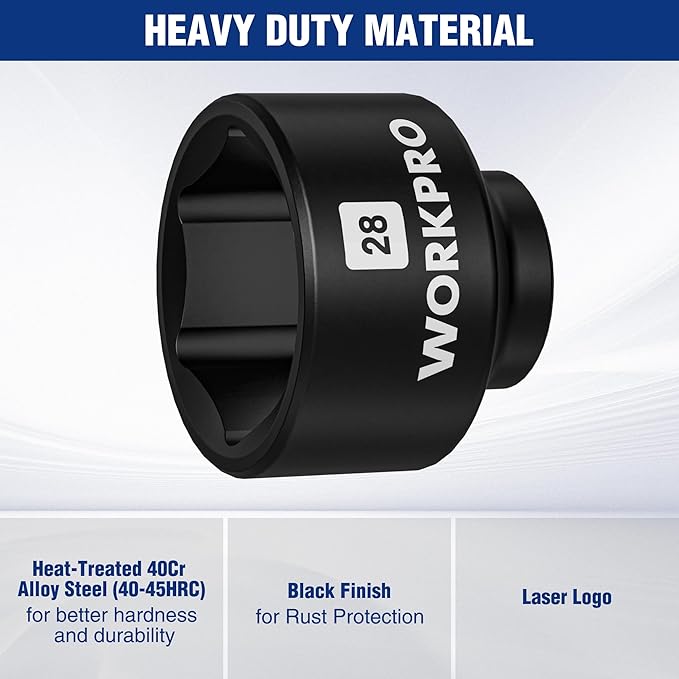 WORKPRO 28mm Oil Filter Socket Wrench, Oil Filter Removal Tool, Oil Filter Change Set, Ideal for Some Dodge Ram 6.7L Cummins Oil/Fuel Filter Canister