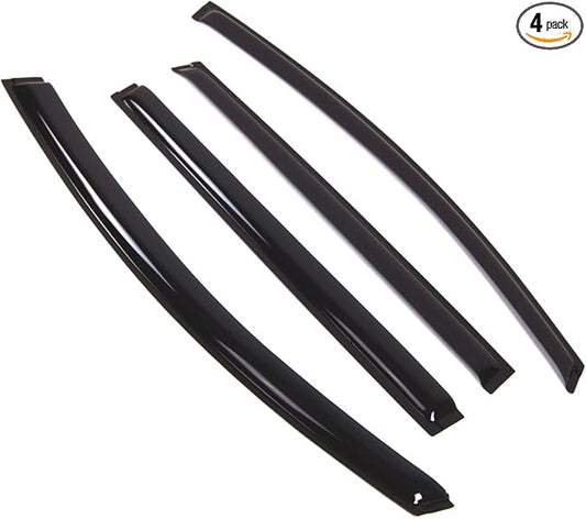 TuningPros Outside Mount Window Vent Visors Rain Guards Compatible with Nissan Leaf 2010-2017 | Side Window Wind Deflectors Rain Shields | Smoke Tinted, 4 Pcs Set, DGWV-838