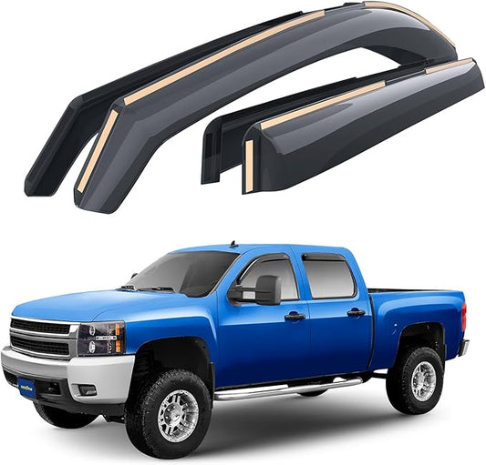 Goodyear Shatterproof in-Channel Window Deflectors for Trucks Chevrolet (Chevy) Silverado/GMC Sierra 2007-2013 Crew Cab, Rain Guards, Window Visors, Vent Deflector, Truck Accessories, 4 pcs- GY003400