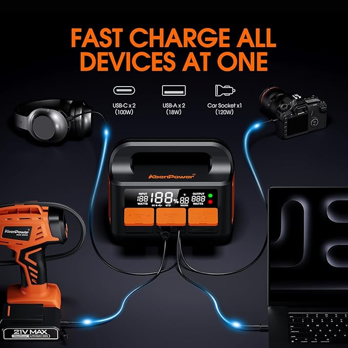 KeenPower 8000A LiFeMnPO4 Jump Starter for All 12V Cars, DC+PD 200W Two-Way Fast-Charging Portable Car Starter (PD Charger NOT Included), 30 Mins Full Charge, Powerful Jump Box w/Large Screen & Light