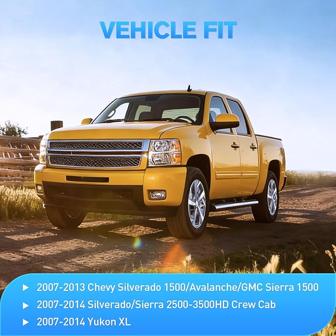 Nilight Window Visor Compatible with Chevy Silverado 1500/Avalanche 2007 2008 2009 2010 2011 2012 2013 GMC Sierra 1500/Silverado/Sierra 2500-3500HD Crew Cab Yukon XL in Channel Rain Guards