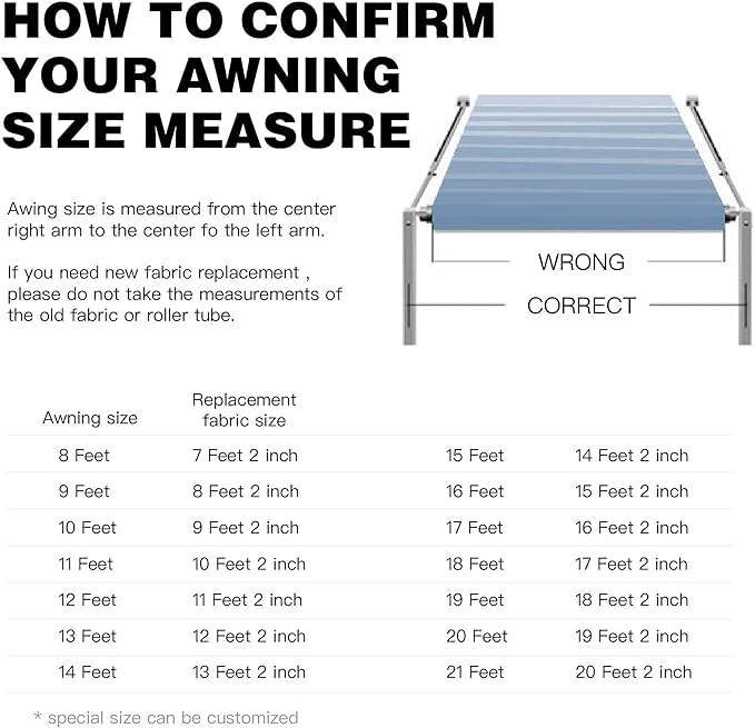 AWNLUX RV Awning Fabric Replacement Heavy Duty Weatherproof 4-Ply Vinyl Camper Awning Fabric- Universal Outdoor Canopy for Camper, Trailer, and Motorhome Awnings Ocean Blue-12' (Fabric 11'2"X8")