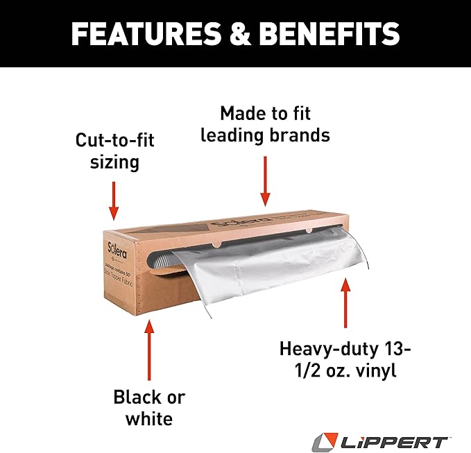 Solera Universal Slide-Topper Replacement Cut-to-Fit Fabric for 5th Wheel RVs, Travel Trailers, Motorhomes, 50' x 48" roll, White - 432252