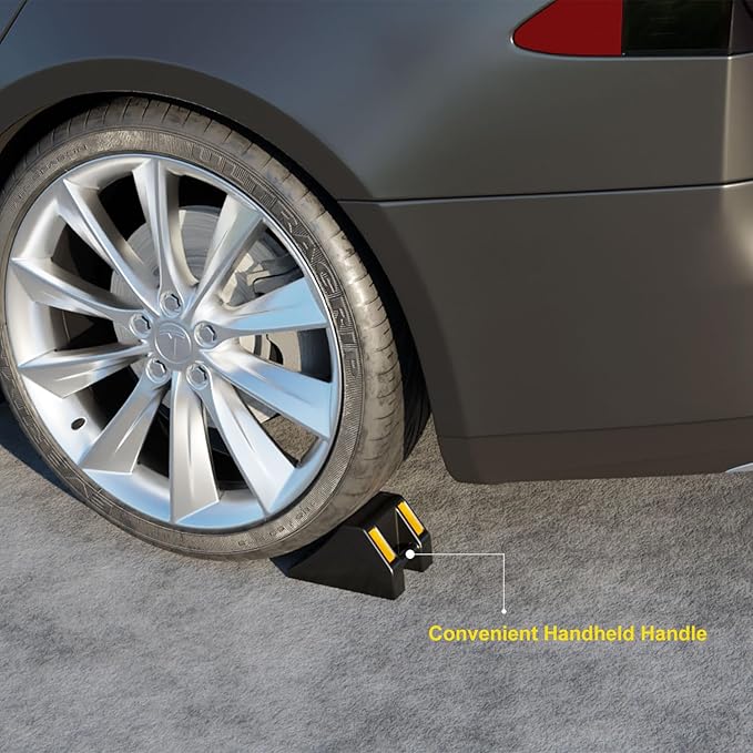 Heavy-Duty Rubber Wheel Chocks, Ergonomic Portable Durable Wheel Chock with Handle, Wheel Wedge, Wheel Stopper for Cars, Motorcycles, Travel Trailers (Small - 8Pack)