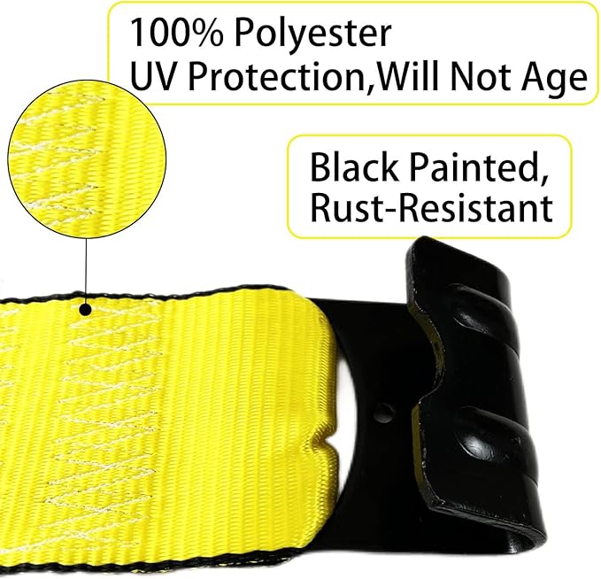 KJE Winch Straps 4" x 30' Yellow Heavy Duty Tie Down w/Flat Hooks Flatbed Trailer Strap WLL# 5,500 lbs | 4 Inch Cargo Control for Flatbed Truck(2 Pack)