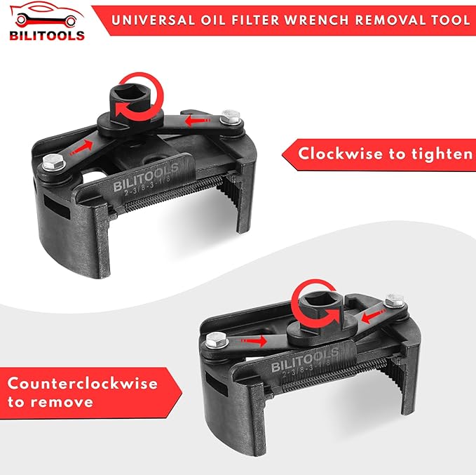 BILITOOLS Universal Oil Filter Wrench Removal Tool Adjustable, 60-80mm (2.36-3.15 inch), 1/2" Drive