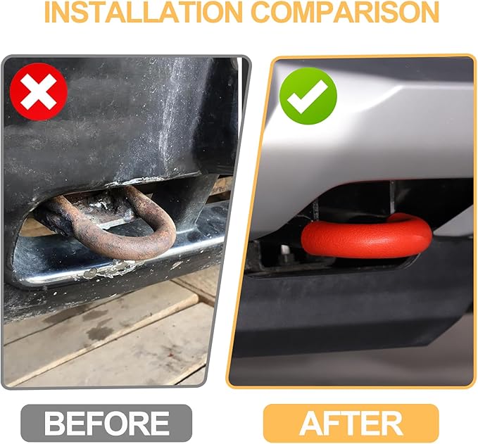 Car Tow Hook Protective Cover Compatible with Ford Ranger 2023-2025 Rubber Front Bumper Tow Ring Pull Ring Protective Case Trailer Pull Ring Trim Cover Exterior Accessories Tow Hook Covers (Red)