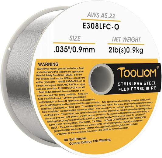 TOOLIOM Gasless Flux-Cored MIG Welding Wire, Stainless Steel Solder E308LFC-O, .035" Diameter, 2 lb Spool