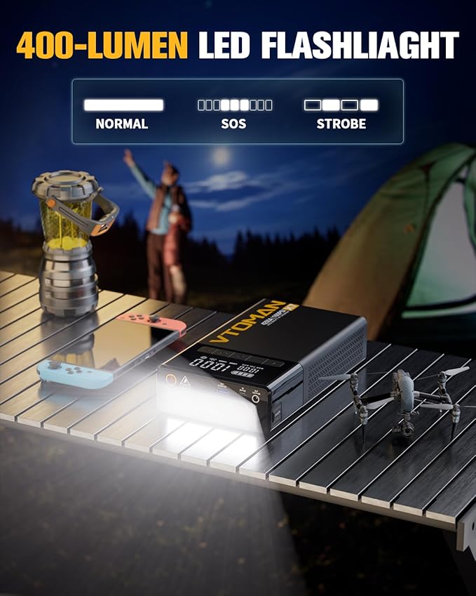 VTOMAN X7 Jump Starter with Air Compressor, 4250A&160PSI Pickup Trucks & Suvs Battery Car Jumper Starter Portable(10L Gas/10L Diesel) with Auto-Shutoff Tire Inflator, 12V Lithium Booster Box, QC3.0