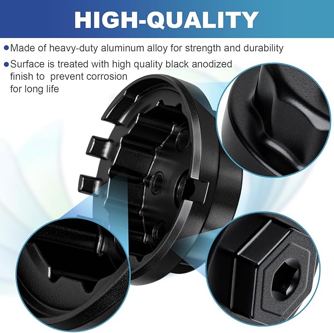 Professional 64mm 14 Flute Oil Filter Wrench for Toyota, Heavy Duty Cap Style Oil Filter Removal Tool Socket for Lexus, Camry, 4 Runner, RAV4, Tundra, Tacoma, Highlander and Scion with 2.5-5.7L Engine