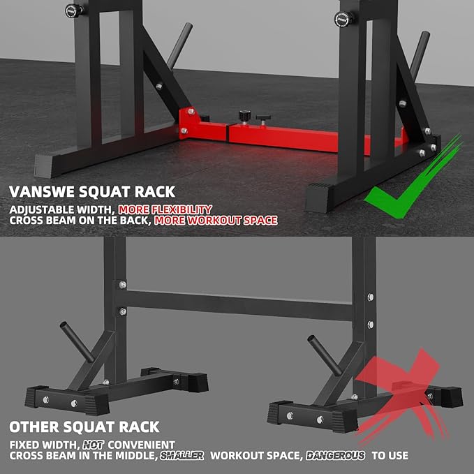 VANSWE Squat Rack for Home Gym, Weight Lifting Bench Press Rack, Fitness Adjustable Barbell Stand