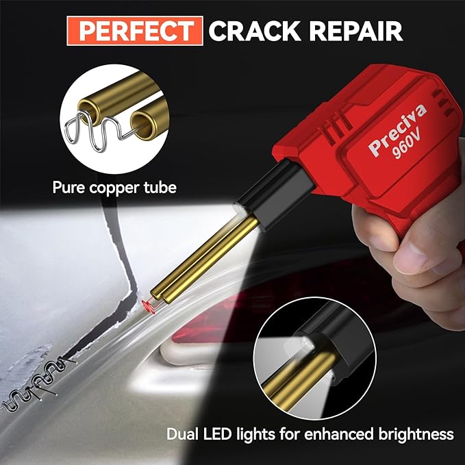 Preciva 960-V Plastic Welder Kit, Hot Stapler Kit with 750PCS Staples,LED Light and Pliers Plastic Repair Kit for Car Bumper Plastic Welding, Plastic Products Repair