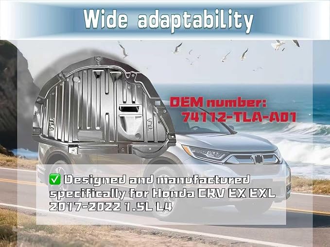 Aluminum Alloy Engine Splash Shield Guard Under Car Cover for Honda CRV Ex Exl 2017-2022 1.5l L4, 74112-TLA-A01