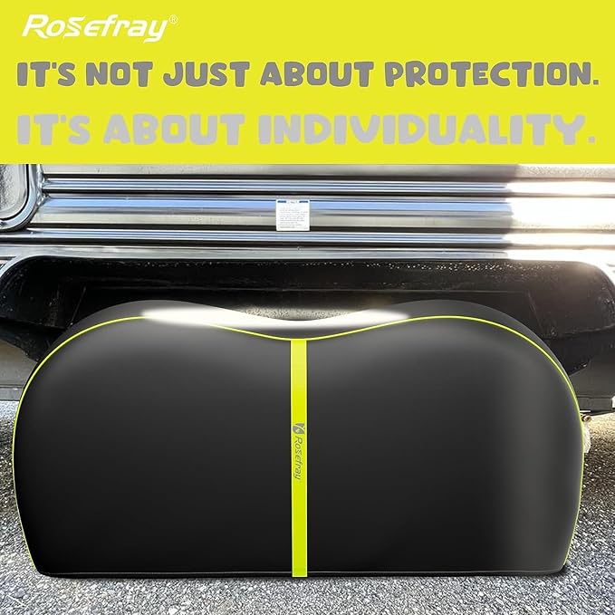 Rosefray RV Tire Covers, Dual Axle Wheel Cover (2 Pack) Fits 27"-30"/30”-33” Diameter Tires, Waterproof Anti-UV Black Dual Tire Covers RV Accessories for Truck/Trailer/Black