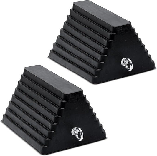 Vergo Industrial Extra Large Wheel Chock 2-Pack - Heavy Duty Molded Rubber XL Wheel Chock for Trucks, Trailers, RVs or Large Freight Equipment - Max Weight Capacity 20 Tons / 40,000 lbs (No Handle)