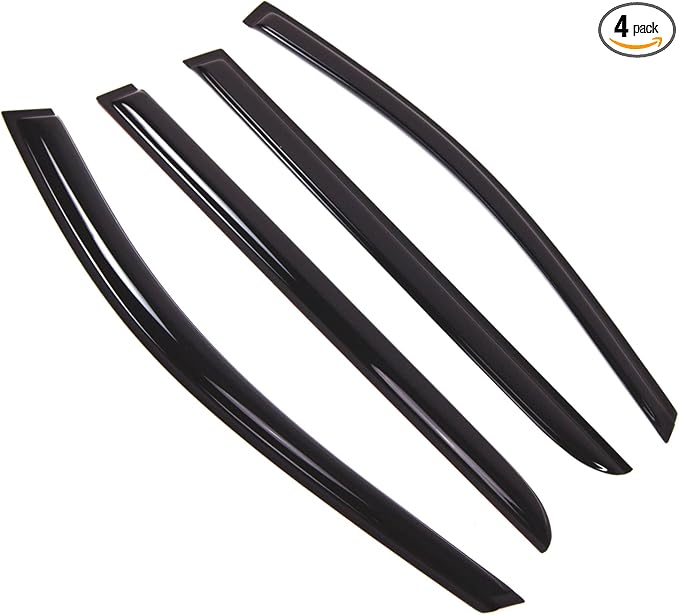 TuningPros Outside Mount Window Vent Visors Rain Guards | Side Window Wind Deflectors Rain Shields | Smoke Tinted, 4 Pcs Set, DGWV-237