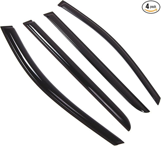 TuningPros Outside Mount Window Vent Visors Rain Guards | Side Window Wind Deflectors Rain Shields | Smoke Tinted, 4 Pcs Set, DGWV-237
