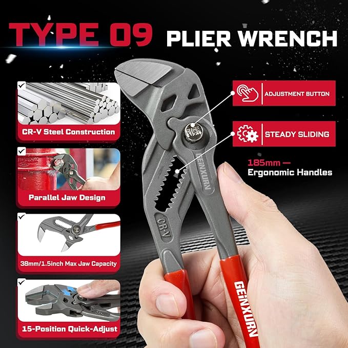 38Pcs Tools Set Packaged with Heavy-duty Tool Box, Include Screwdriver Bits, Nut Driver, Mini Ratchet Wrech, Quick change adapter,Tape Measure,Pliers Wrench and Bit Holder for Home Repairs