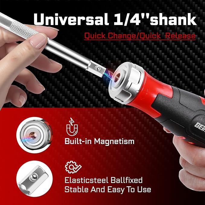 Ratcheting Screwdriver with Bit Storage Multi-bit Magnetic 1/4” Hex Shaft Screwdriver Handle for Phillips Flat Square Hex Screw Driver Repair Tool