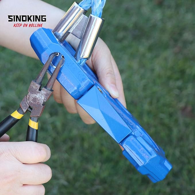 SINOKING Winch Fairlead with Tow Hook, Aluminum Hawse Fairlead with Grade 80 Forged Steel Winch Hook, 45000lb Break Strength Winch Fairlead Hook Set for Off-Road Vehicle Recovery, Black and Blue