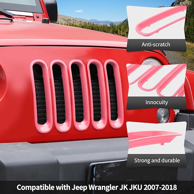 JK Grill Inserts Front Grille Mesh no Mesh Cover Guard for Jeep Wrangler JK 2007-2017 Clip-on Grille Accessories