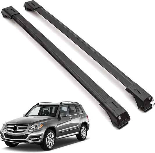 ERKUL Roof Rack Cross Bars for Mercedes Benz GLK Class 2009-2015 | Aluminum Crossbars with Anti Theft Lock for Rooftop | Compatible with Raised Rails - Black