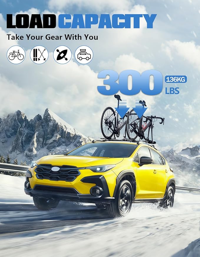 FengYu 300lb Lockable Roof Rack Cross Bars Compatible with Subaru Crosstrek 2024 2025 2026 Limited/Premium/Sport (Not for Wilderness), Aluminum Roof Rails Crossbars Cargo Bars Rooftop Black Carrier